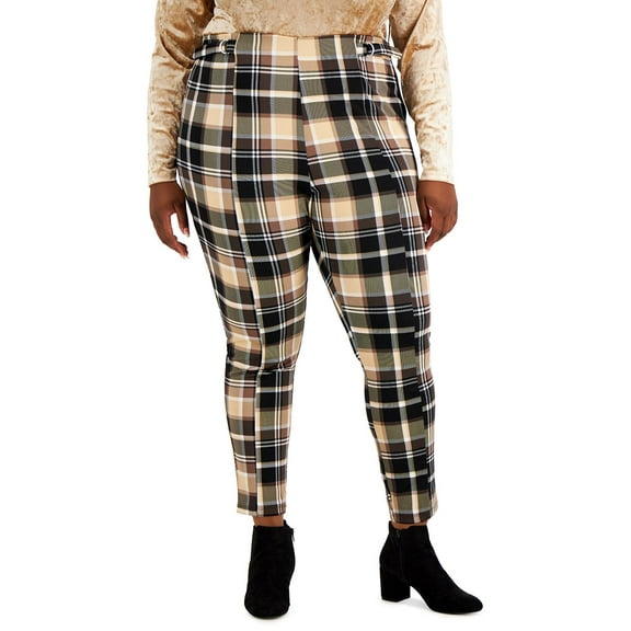 Jolie & Joy Full Circle Trends Trendy Plus Size Plaid Ankle Pants, Black, 1X