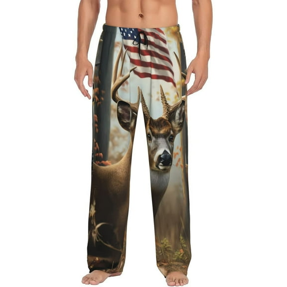 Saiise American Wildlife Deer Forest Print Mens Pajama Pants for Men,Mens Lounge Pants,Funny Gifts for Men,Men's Pajama Bottoms-Small