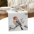 thumbnail image 3 of Christmas Table Runner Red Robin Bird Table Runners Berry Pine Needles Snow Cotton Linen Dresser Scarf Kitchen Dining Table Decor for Christmas Holiday Party Decor 13x90 Inch, 3 of 9