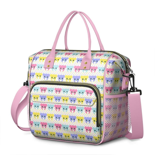 Hunting Bear Pattern Lunch Bag – Waterproof Insulated Cooler Tote with Wild Forest Bear Print, Foldable Leakproof Large Lunch Box for School or Work