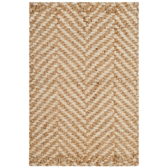 SAFAVIEH Natural Fiber Houston Braided Jute Area Rug, Ivory/Natural, 2' x 3'