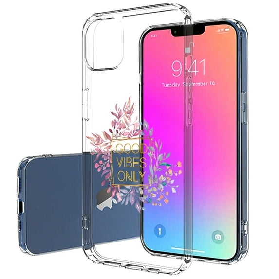 TalkingCase Slim Phone Case Compatible for Apple iPhone 14 Pro Max, Good Vibes Only Print, Lightweight, Flexible, Soft, Printed in USA