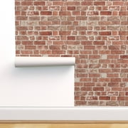 Spoonflower Peel-and-Stick Removable Wallpaper Brick Wall Old Modern Construction Kids