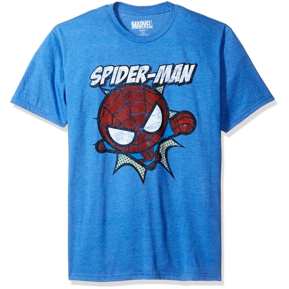 Spider-Man (Marvel Comcis) Mens T-Shirt - Spidey Kawaii Swing Under Name