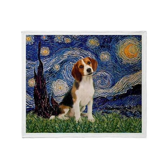 CafePress - Starry Night &Amp; Beagle Pup Throw Blanket - Soft Fleece Throw Blanket, 50"x60" for All Ages