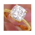 thumbnail image 2 of Moissanite Solitaire Engagement Ring (8 mm Cushion Cut Moissanite, 3.25 CT, D-VS1 Quality), 14K Yellow Gold, US 5.25, 2 of 7