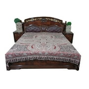 Mogul Moroccan Bedding Pashmina Wool Coverlet Kashmir Jamawar Bedspread