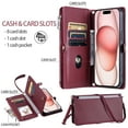 thumbnail image 2 of Dteck for Samsung Galaxy A06 Wallet Case, Crossbody Zipper Purse with Wrist for Women Men, 8-Card Slots Holder PU Leather Kickstand Flip Cover Phone Case,Winered, 2 of 7
