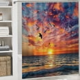 thumbnail image 6 of Orinice  Beach Shower Curtain Seagull Seaside Shower Curtain with 12 Hooks, Sunset Ocean Waves Shower Curtain Blue Sky Coastal Sun Rays Shower Curtain for Bathroom 60x72, 6 of 7