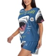 thumbnail image 2 of Picia Great White Shark Pajamas Sets for Women Soft Short-Sleeved Pjs with Lounge Shorts Two Piece Sleepwear-4X-Large, 2 of 9