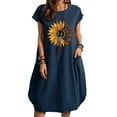 thumbnail image 1 of Pompotops Robe Décontractée Mode Femme Col Rond Imprimé Floral Grande Taille avec Poches en Solde, 1 of 5