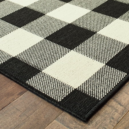 Laurette Geometric Outdoor Area Rug  Black/ Ivory 2  3  x 5