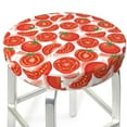 thumbnail image 3 of Kdxio Tomatoes Print Stool Covers Round,Stretch Round Bar Stool Covers Washable Bar Stool Cushion Slipcover for 12-15 Inch Chair, 3 of 7