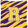 thumbnail image 2 of Letter K Monogram - Tiger Stripe - Purple Gold Fabric Decorative Pillow, 2 of 7