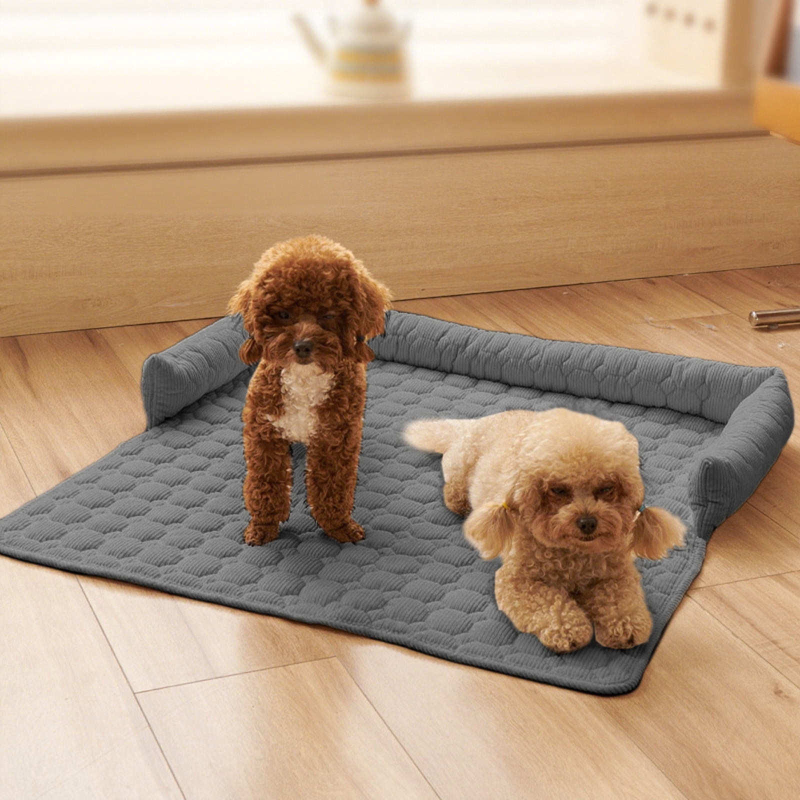 Plush Pet Sofa Bed Cushion Solid Color - Soft Sleeping Nest for Cats Dogs with Stay-in-Place Base, Machine Washable Cover Floor Sofa Furniture Protector