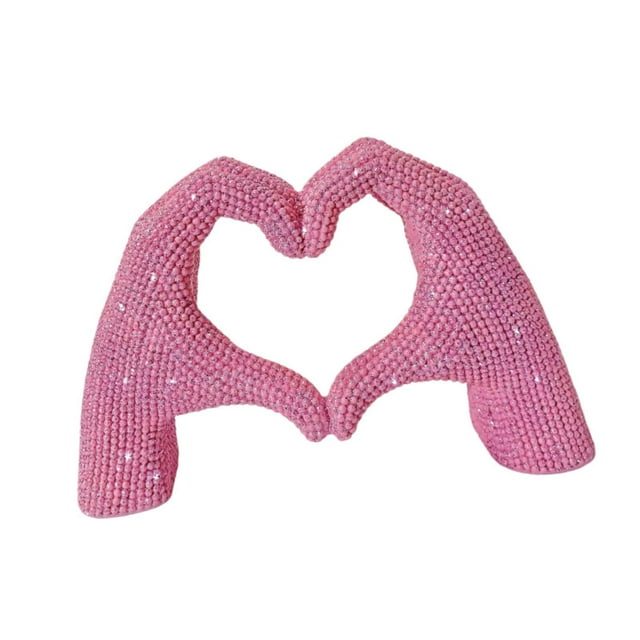 Escultura de mano de corazón Adorno de escritorio Artesanía fina Centro de mesa Corazón Rosa S