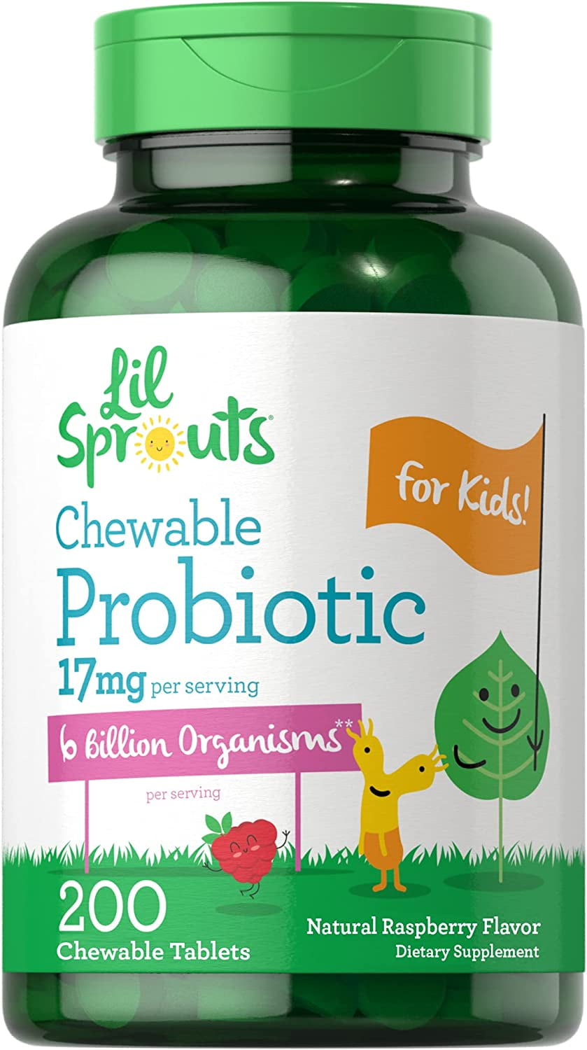 Chewable Probiotics for Kids 200 Tablets Natural Raspberry Flavor