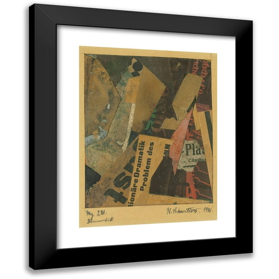 Kurt Schwitters 11x14 Black Modern Framed Museum Art Print Titled - Mz 221. from Drama (1921)