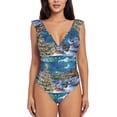 thumbnail image 2 of Yiaed Christmas Tree Print Women's Ruffled One Piece Swimsuit V Neck Swimwear Slimming Monokini for Woman-XX-Large, 2 of 8