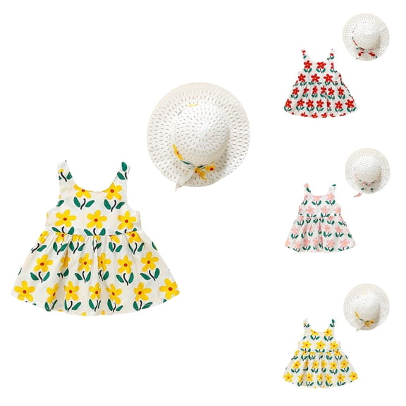 Girls Toddler Summer Casual Sleeveless Prints Dress Dance Party Dresses Clothes Girls Dresses for Holiday Beach Vacation School Daily Play Wear