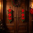 thumbnail image 6 of OKKVV Christmas Teardrop Swag, Artificial Hanging Swag Wreath With Red Poinsettia Flowers & Red Berries, Festive Door Wall Mantel Window Hanging Ornament For Indoor Holiday Home Decoration, 23.62 in, 6 of 8