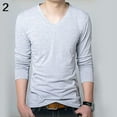 thumbnail image 2 of T-shirt à Manches Longues Col en V Mode Homme Automne Ajusté Aguichant, 2 of 7
