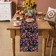 thumbnail image 2 of Watercolor Flowers Table Runner 70 Inches, Retro Spring Floral Botanical Leaves Black Bed Runner Dresser Scarves Tabletop for Indoor Outdoor Parties/Ceremony/Banquet, 13" x 70", 2 of 8