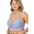 thumbnail image 2 of Zenana Women & Plus Crochet Sexy Lace Bralette Smocking Back Bra with Removable Bra Pads, 2 of 3