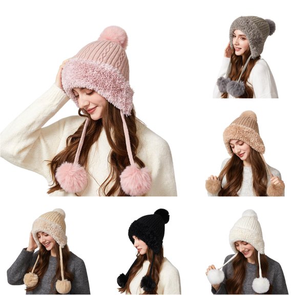 Winter Warm Knitted Hat with Ear and Triple Ties for Cold Weather Outdoor Activities Scarf Hat Set Women Scarf Set Scarf Set Men Scarf Set Women Hat Scarf Set Girls Scarf Hat Women Scarf Hat