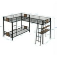 thumbnail image 5 of EUROCO L-Shaped Twin over Twin Bunk Bed with Desk and Shelf for Kids, Brown, 5 of 11