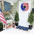 thumbnail image 6 of Qocolhg 14 inch 4th of July Wreath Independence Day Red White and Blue Pompom Rose Patriotic Wreaths with Stars American Flag Festival Garland Hanging Decoration for Memorial Day, Clearance, 6 of 6