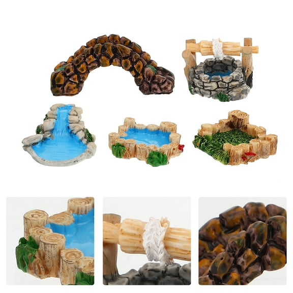FOMIYES Miniature Bridge Resin Ornament Kits 5Pcs 2.4X0.8X0.7In