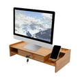 thumbnail image 3 of Ergonomic Monitor Stand with Lockable Drawer & Phone Holder Wood Grain Desk Organizer & Laptop Riser, 3 of 5