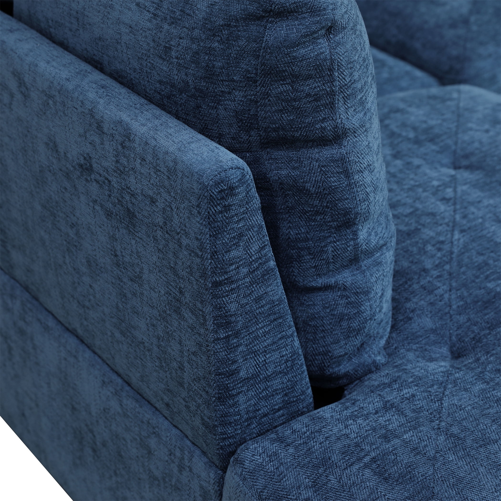 Aukfa 97" Classic Sectional Sofa 4 Seat L shape Couch for Living Room, 2Pillows, Oversized Left Chaise, Linen, Blue