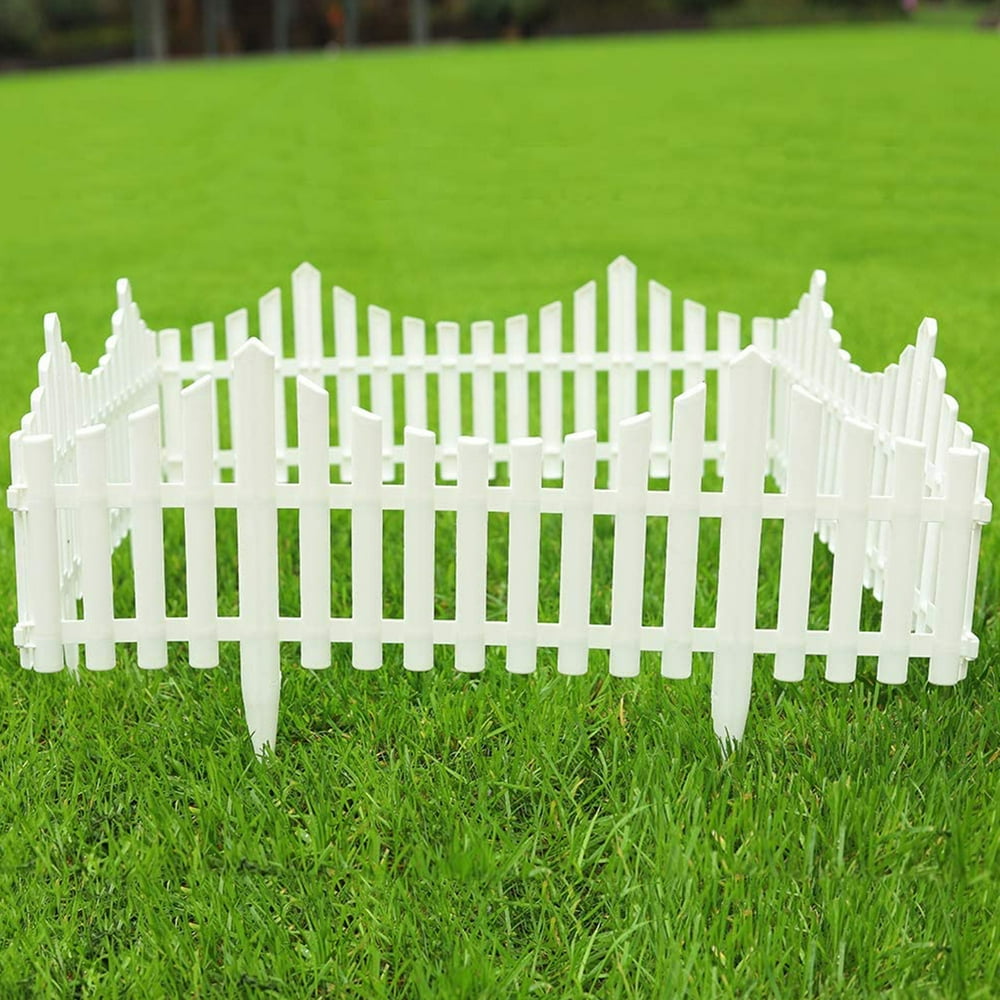White Edgings Garden Picket Fence Grass Lawn Flowerbeds Plant Borders