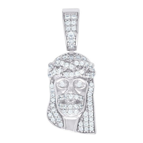 925 Sterling Silver Mens 0.45ct Moissanite Jesus Religious Charm Pendant 25.2x10mm Wide Necklace for Men