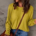 thumbnail image 1 of HAiming Womens Casual Long Sleeve Shirts Fall Winter Oversized Solid Color Round Neck Tops Going out Basic Blouse, 1 of 4