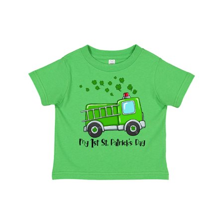 

Inktastic My 1st St. Patrick s Day Green Fire Truck with Clovers Gift Toddler Boy or Toddler Girl T-Shirt