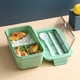 thumbnail image 3 of Bewildely Fiambrera con forma rectangular, horno microondas, resistente al calor, mantenimiento fresco con cuchara, palillos, vajilla sellada para el hogar Cocina y Comedor Verde Bewildely HA070048-02, 3 of 6