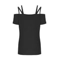 thumbnail image 4 of T-shirts pour Femmes Mode Mode pour Femmes Décontracté Couleur Unie T-Shirt à Col à Bretelles Haut Manches 1/2 Hauts pour Femmes, 4 of 10