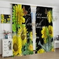 thumbnail image 4 of Sunflower Blackout Curtains Farmhouse Rustic Sunflower Butterfly Green Yellow Black Girls Women Bedroom Living Room Rod Pocket Decoration Window Drapes 2 Panels W42xL84in, 4 of 6