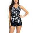 thumbnail image 2 of Midsumdr Bathing Suit for Women 2025 New Fashion Vintage Floral Printed V Neck Conservative Tankini Swimsuits Casual Plus Size Two Piece Set Swimwear with Shorts, 2 of 7