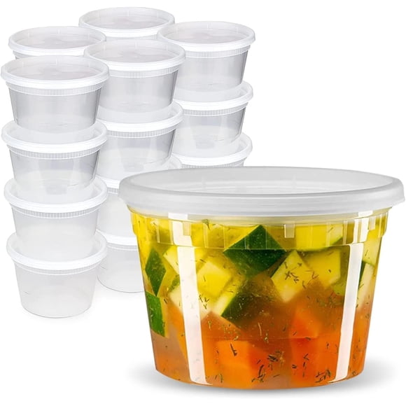 240 Pack - 16 oz. (473 mL) Plastic Deli Food Storage Containers with Airtight Lids - Microwavable, Freezer & Dishwasher Safe | Best for Meal Prepping, Portion Control, Food Organization (240)