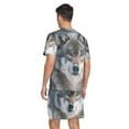 thumbnail image 2 of joogoo Men's Pajama Set Wolf in Winter Pattern V-Neck Pj Shorts Set 2 Piece Loungewear Sleepwear L, 2 of 7