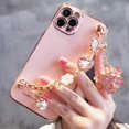 thumbnail image 1 of Funda de teléfono con purpurina para IPhone, carcasa de lujo con gema de Camelia, pulsera con colgante de flores para IPhone 14 Pro MAX 13 12 mini 11 XS XR X 7 8 Plus Fivean unisex, 1 of 2