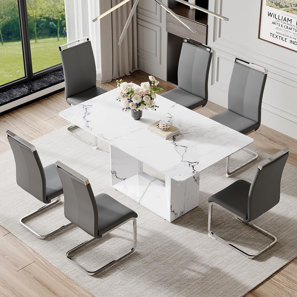 Table+6 Gray Chairs(Upgraded Version)