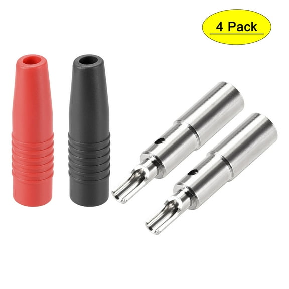 Uxcell 4mm Speaker Female Banana Plugs Jack Socket Connectors 10A Red Black 4 pack