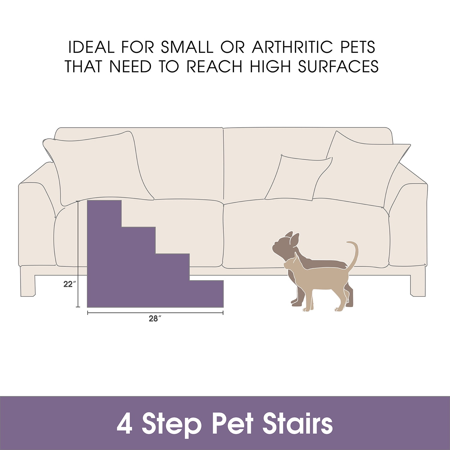 Pefilos 22" Pet Stairs for Small Pet, 4-Step Stairs for Beds and Couch, Non-Slip Balanced Indoor Step, Brown Pefilos 22" Pet Stairs for Small Pet, 4-Step Stairs for Beds and Couch, Non-Slip Balanced Indoor Step, Brown