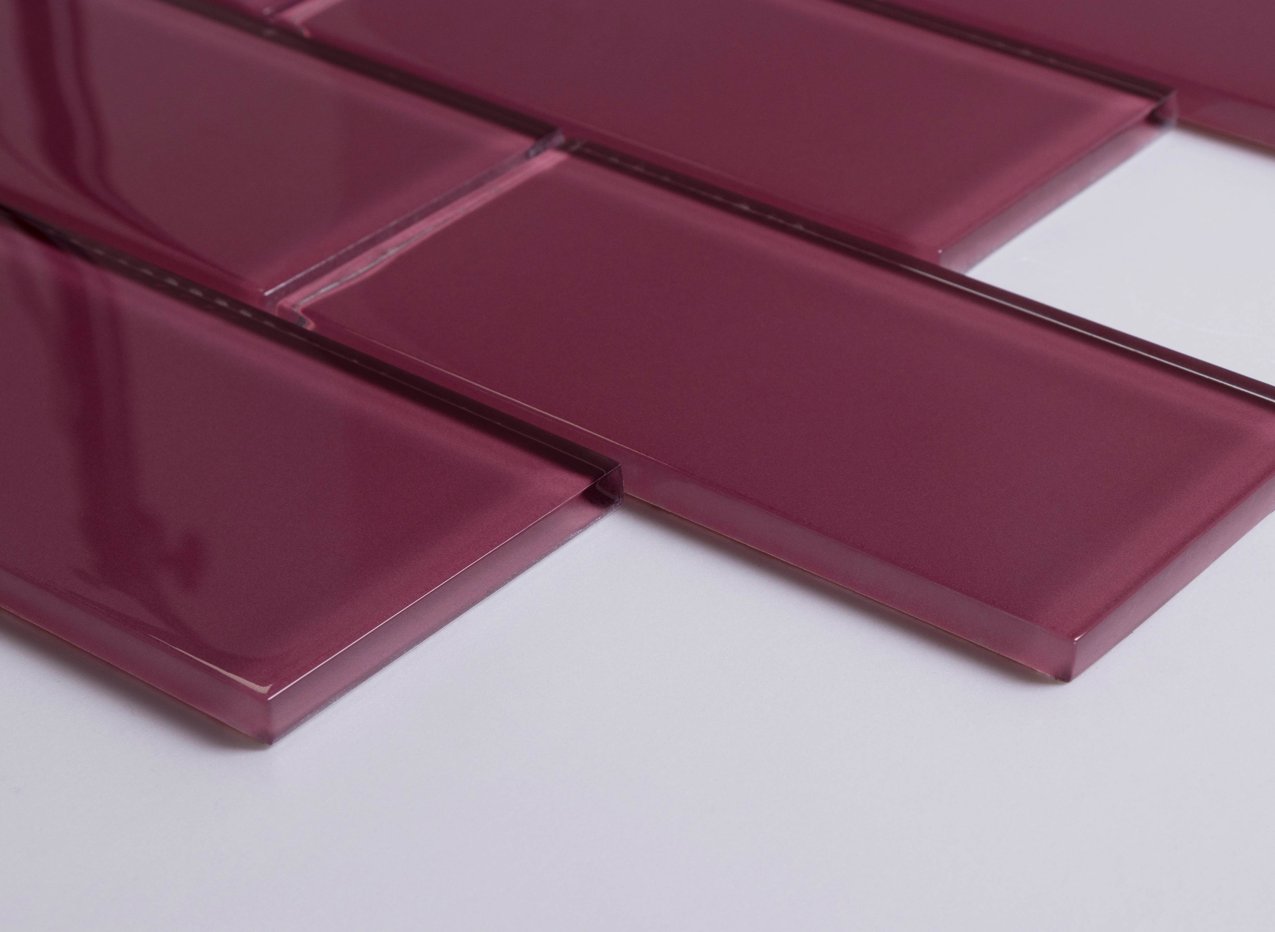 WS Tiles - Premium Series 3" x 6" Glass Subway Tile in Burgundy - 5
