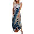 thumbnail image 2 of Lenago Plus Size Maternity Dress Femmes Imprimé Col Rond Long Dress Plage d'Été Dresses sur l'Autorisation, 2 of 5